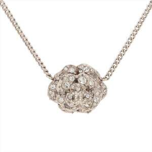 CHANEL B12C 2012 Camellia Rhinestone Necklace in Silver WS16347